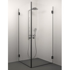 Stikla Serviss dušas stūris Sofia, 900x900 mm, h=2000, melns/caurspīdīgs stikls