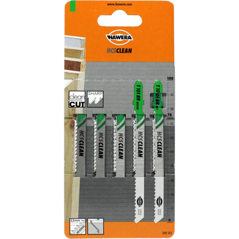 Hawera HCS Clean figūrzāģis 2.5 x 75mm kokam (T 101 BR wood) 5gab