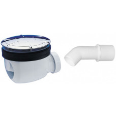 Wirquin dušas paliktņa sifons Twisto, d=90x40/50 mm, 50 l/min, plastmasa, balts/hroms