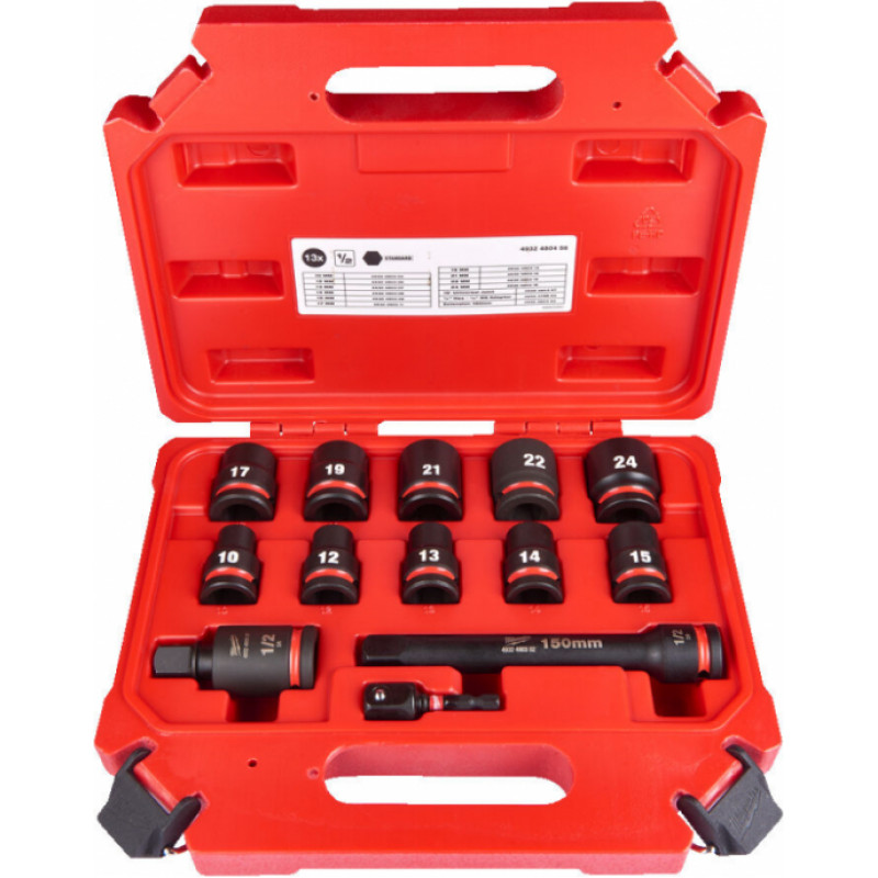 Milwaukee Accessories 13 daļu trieciena muciņu komplekts MILWAUKEE SHW 1/2