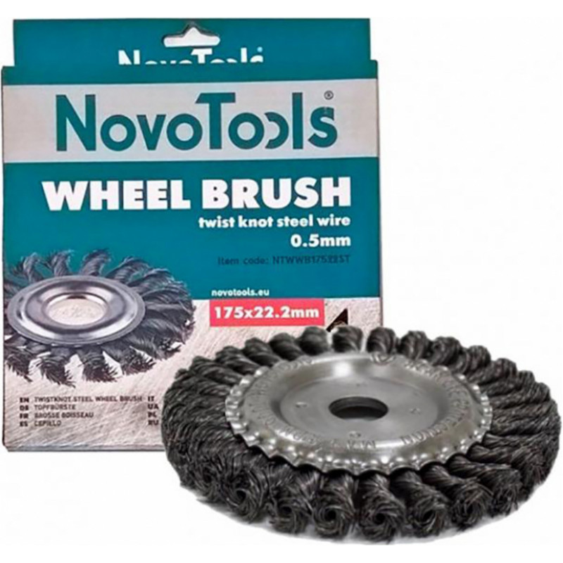 Novoabrasive Diskveida birste M14 150mm, pīti tērauda sari NOVOABRASIVE