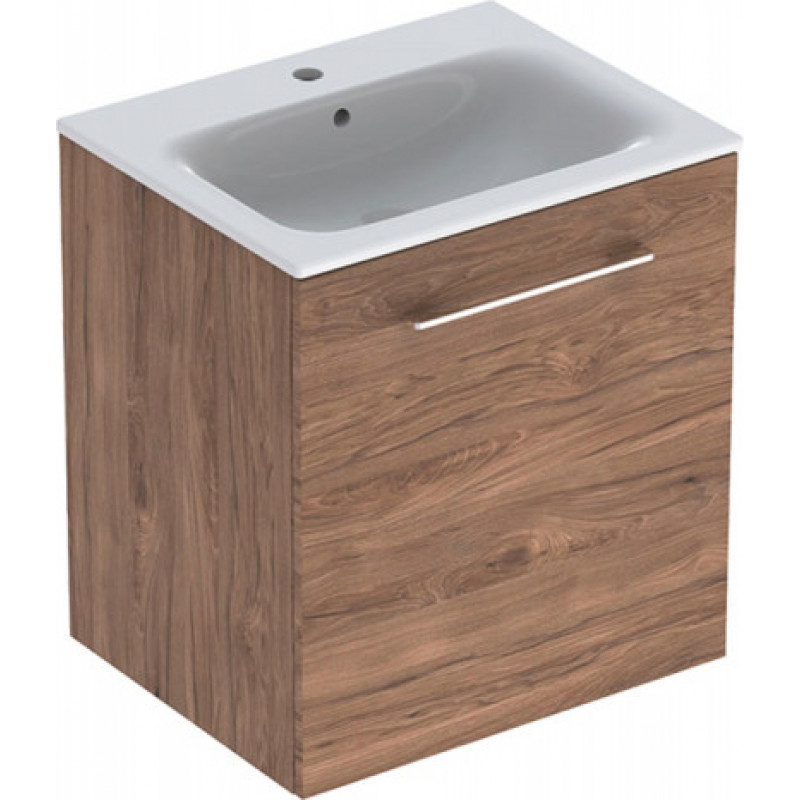 Geberit izlietnes un skapīša komplekts Selnova Square, 600x480 mm, h=652 mm, 1D, hickory