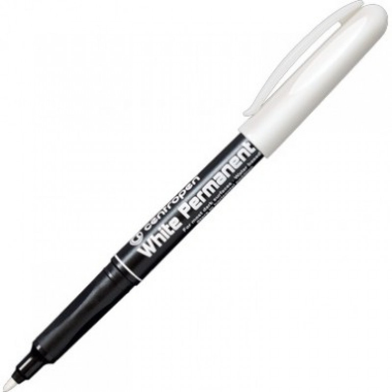Centropen Marķieris, permanentais, apaļš, Ø1.2mm, balts
