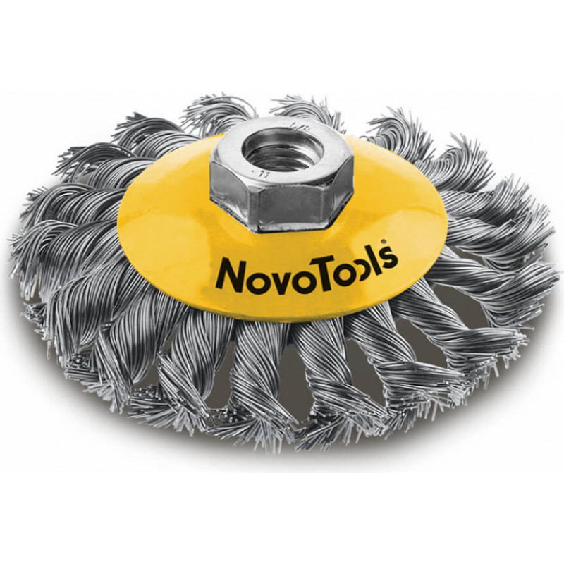 Novoabrasive Ieliekta birste M14 125mm, pīti tērauda sari NOVOABRASIVE