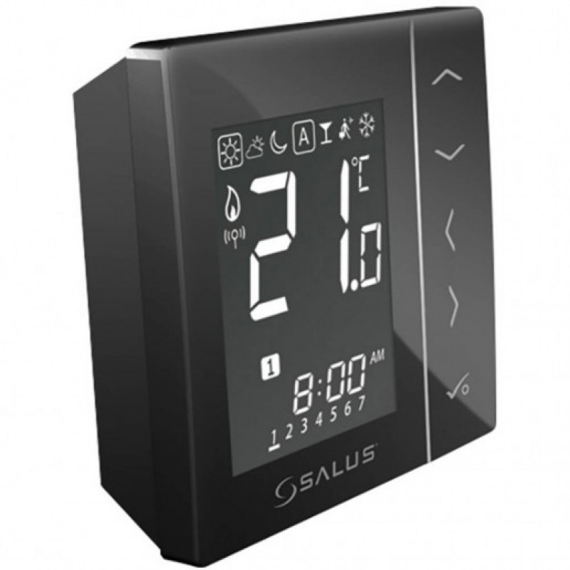 Salus Controls bezvadu termostats VS20BRF, programmējams, melns