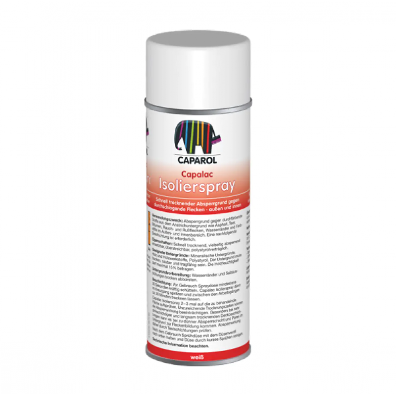 Caparol Capalac Isolierspray Ātri žūstoša grunts no virsmas izdalījušos vielu pleķu izolēšanai iekšdarbiem un ārdarbiem 0.4L Balta