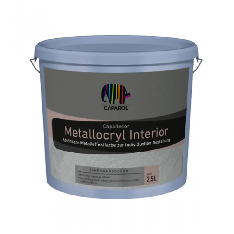 Caparol Capadecor Metallocryl Interior Spīdīga dispersijas krāsa ar metālisku spīdumu iekšdarbiem 2.5L