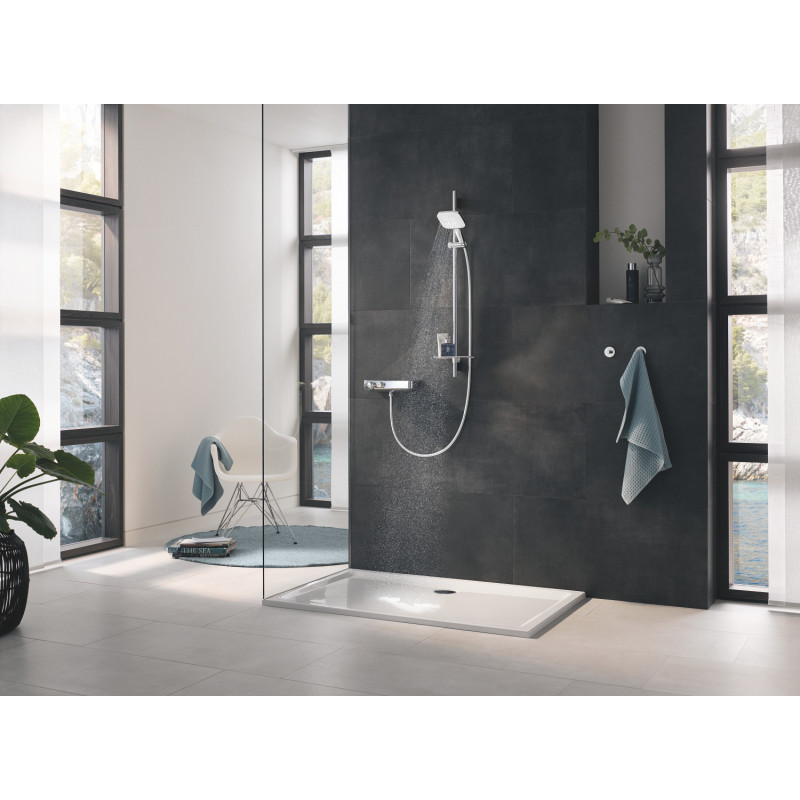 Grohe Rainshower SmartActive 130 Cube Dušas komplekts, 900mm stanga, balts/hroms