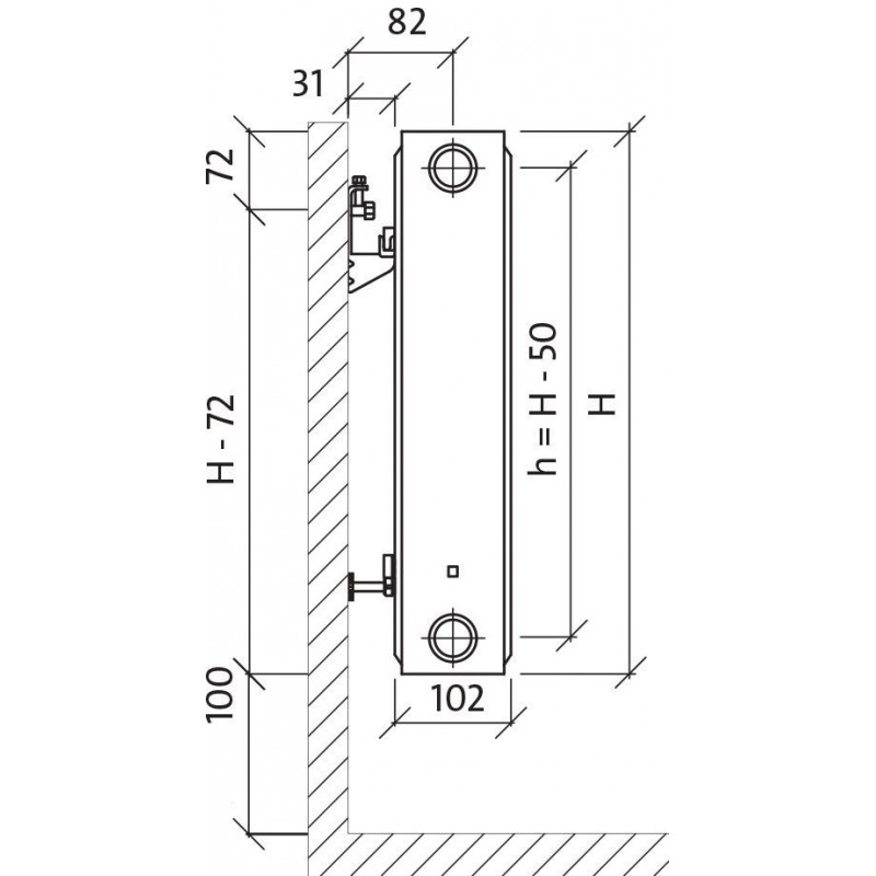 Purmo Tērauda paneļu radiators Purmo Compact Tips 22 H500/L1400 - gab.