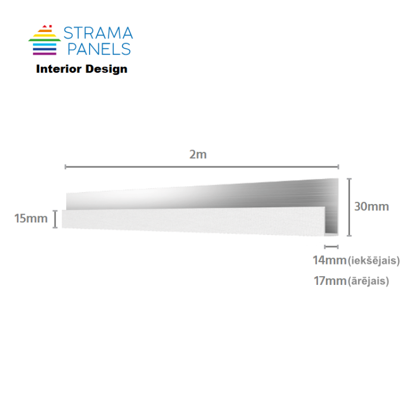Strama Panels Alumīnija savienojuma profils J (2m) (White G PP A)