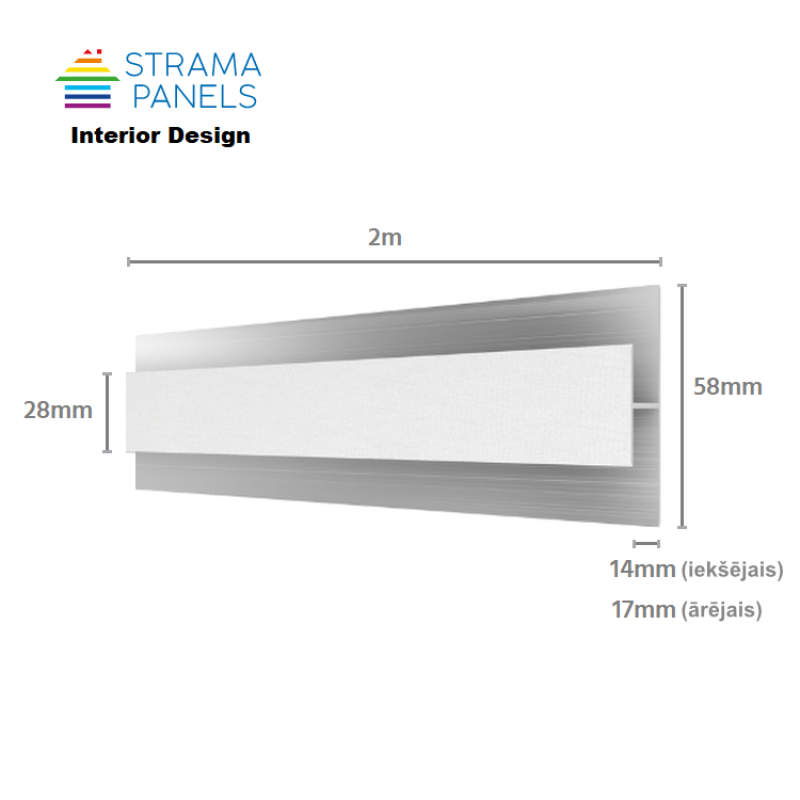 Strama Panels Alumīnija savienojuma profils H (2m) (White G PP A)