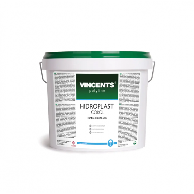 Vincents Polyline Hidroplast Cokol Vienkomponenta hidroizolācija ēku pamatu virzemes daļai 15kg